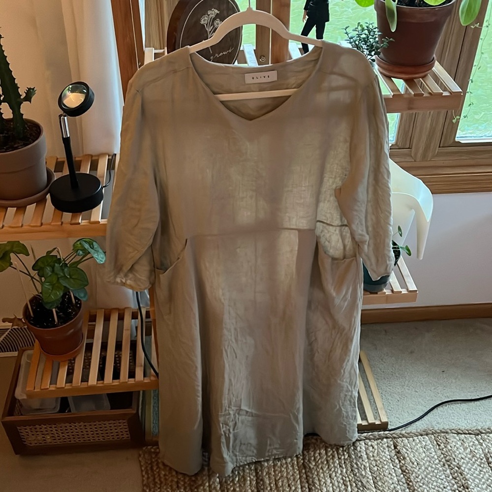 Olive Linen Dress